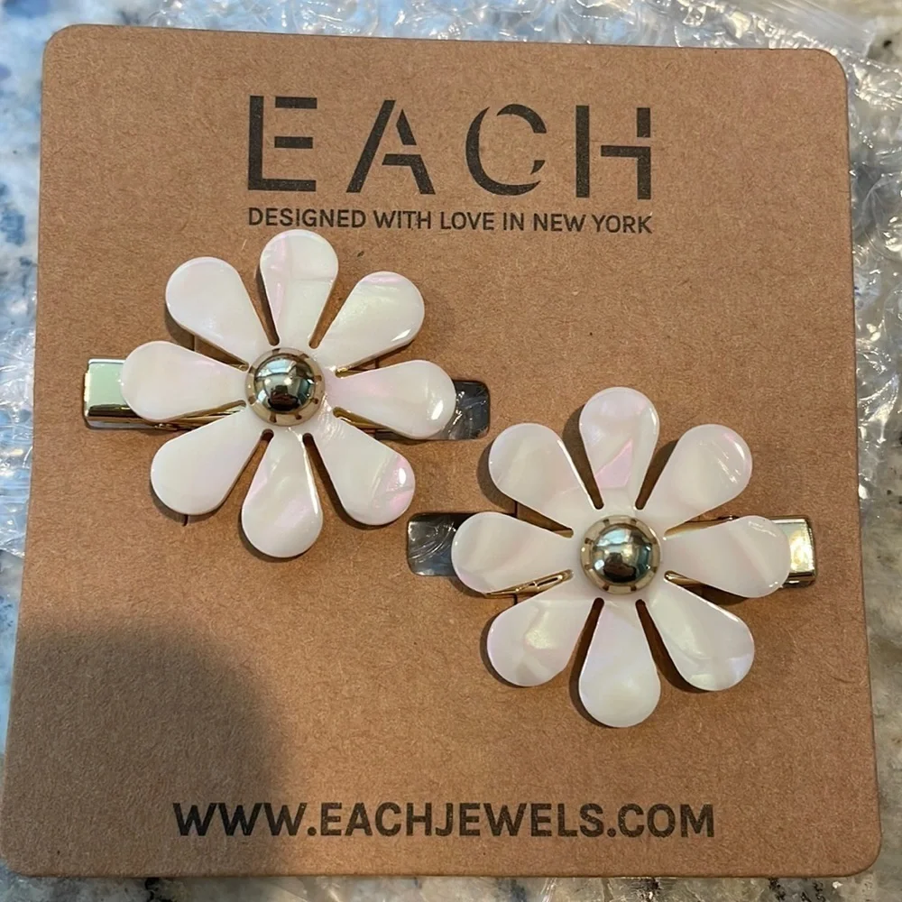 Each Jewels Flower Hair Barrettes Set Of 2